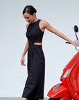 Jem Racer Cut-Out Midi Jumpsuit - Black / Cobalt (Pre-order)