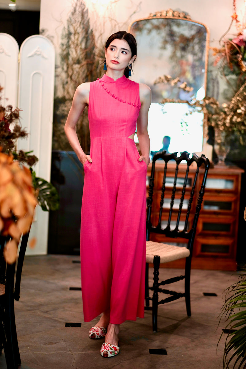Raven Convertible Jumpsuit - Fuchsia / Black / Forest Green (Pre