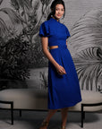Signature Cut-Out Cheongsam with Sleeves - Cobalt (Pre-order)
