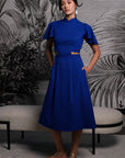 Signature Cut-Out Cheongsam with Sleeves - Cobalt (Pre-order)