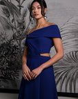 Tess Off Shoulder Dress - Cobalt / Red / Fall Blue / Fuchsia