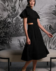 Signature Cut-Out Cheongsam with Sleeves - Black (Pre-order)