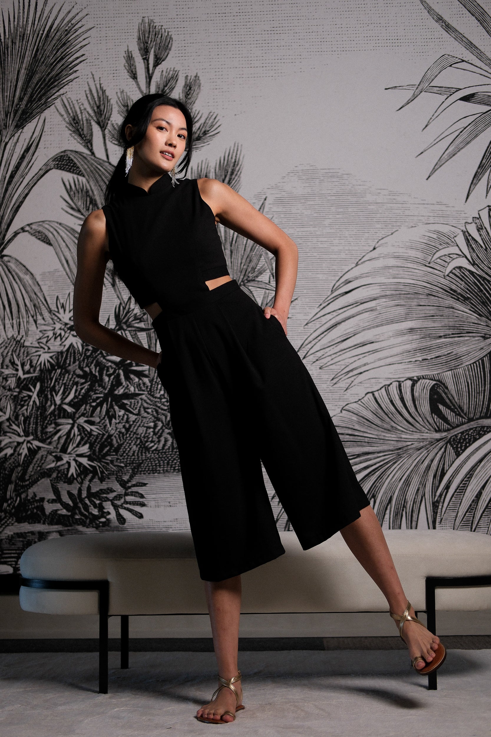 Signature Cut-Out Midi Jumpsuit - Black / Red ( Pre-order )