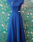 Athena Cut-Out Midi Jumpsuit - Black / Cobalt (Pre-order)