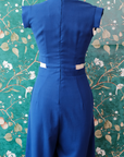Athena Cut-Out Midi Jumpsuit - Black / Cobalt (Pre-order)