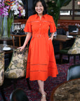 TMP x DOT Monogram Shirt Dress - Orange / Chambray