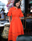 TMP x DOT Monogram Shirt Dress - Orange / Chambray