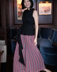 Convertible Peplum Drape Top - Black / White