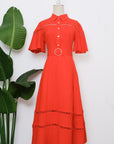 TMP x DOT Monogram Shirt Dress - Orange / Chambray