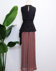 Convertible Peplum Drape Top - Black / White