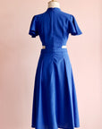 Signature Cut-Out Cheongsam with Sleeves - Cobalt (Pre-order)