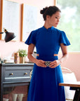 Signature Cut-Out Cheongsam with Sleeves - Cobalt (Pre-order)