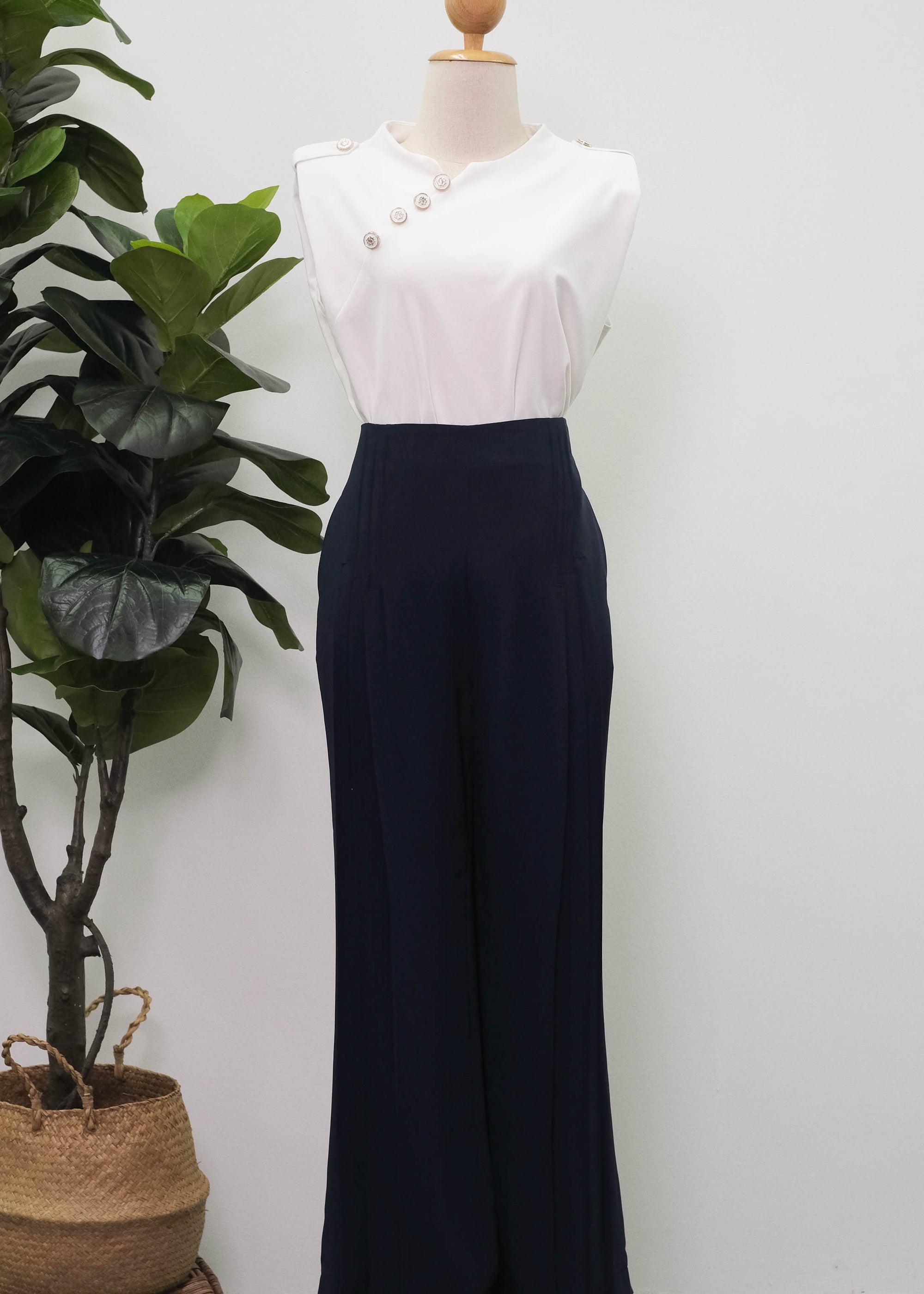 Penelope Pleated Pants - Cobalt