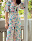 Rory Tie-Front Maxi Jumpsuit - Purple Ikat
