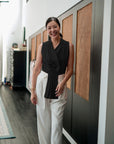 Aira Pleated Vest - Cream / Black / Pink