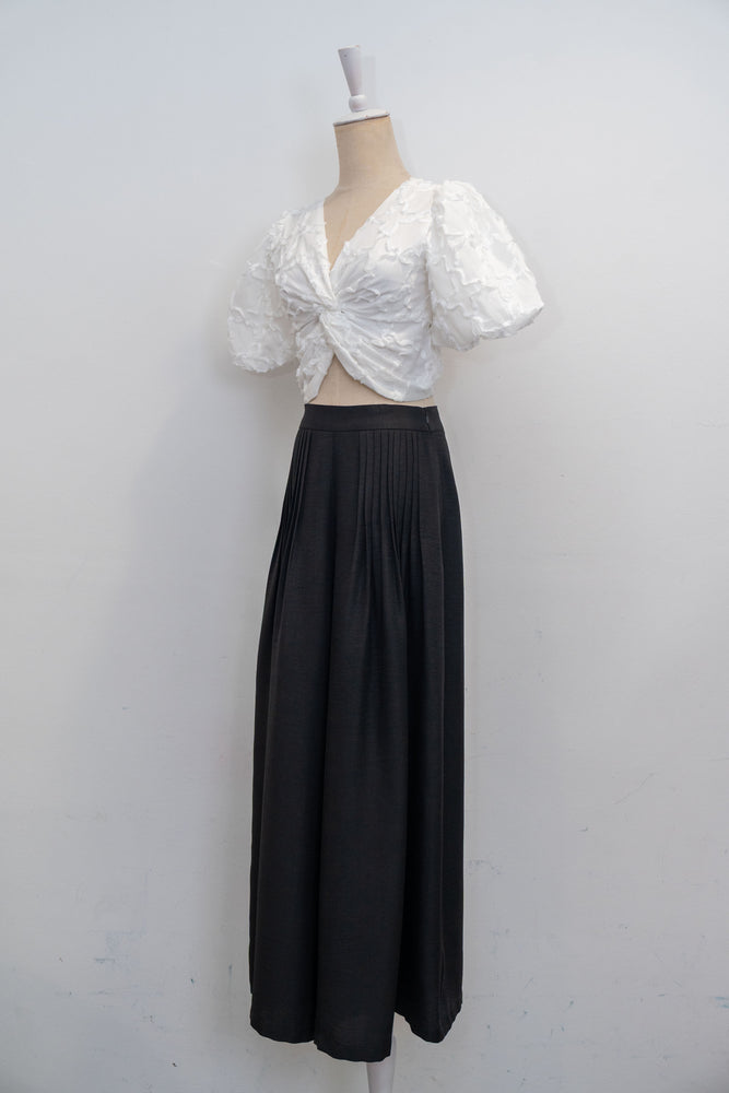 Palazzo Pleated Pants - Black