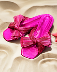 Estelle Knotted Slides - Gold / Fuchsia