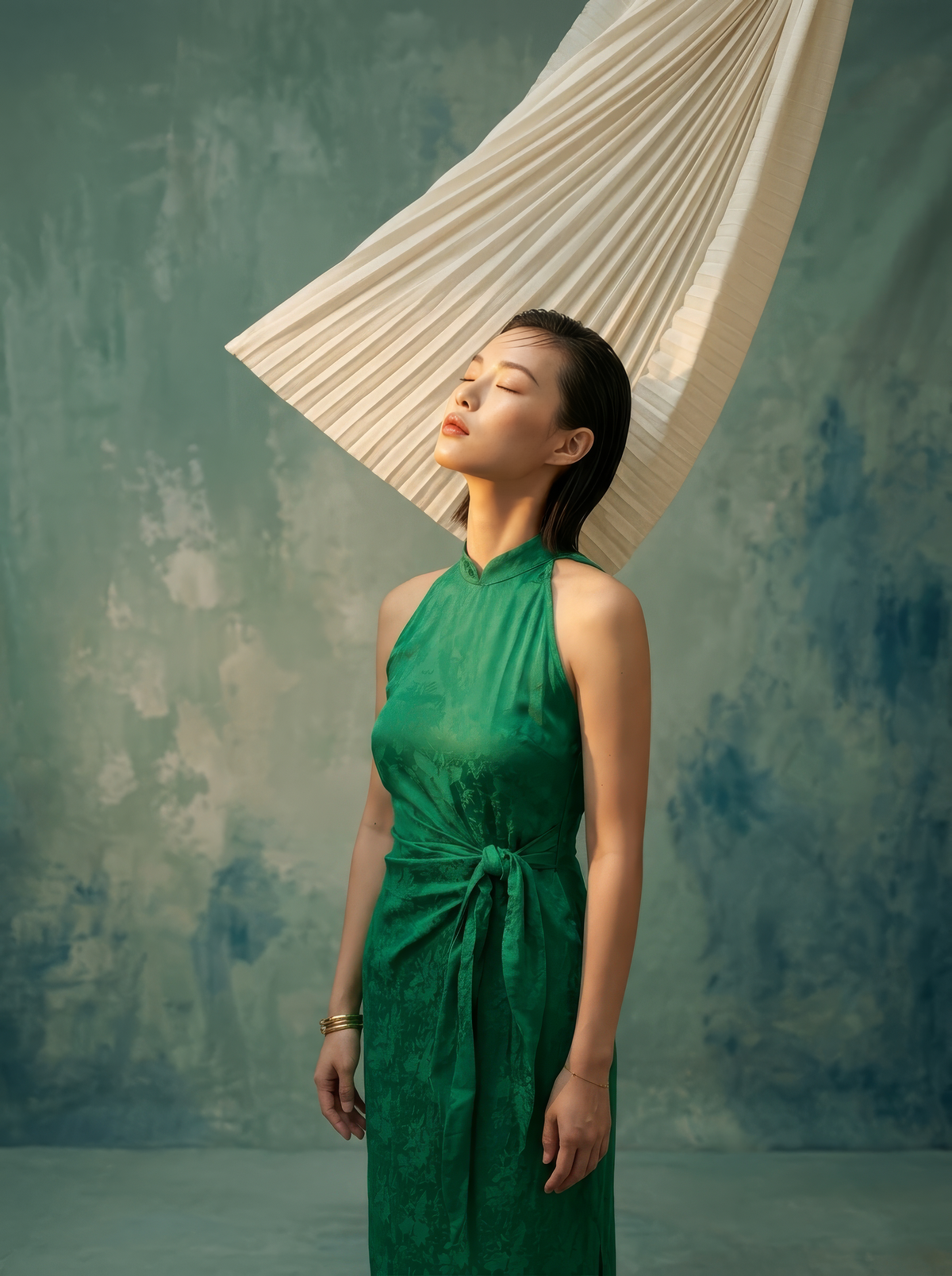 Seri Sarong Cheongsam- Emerald Damask