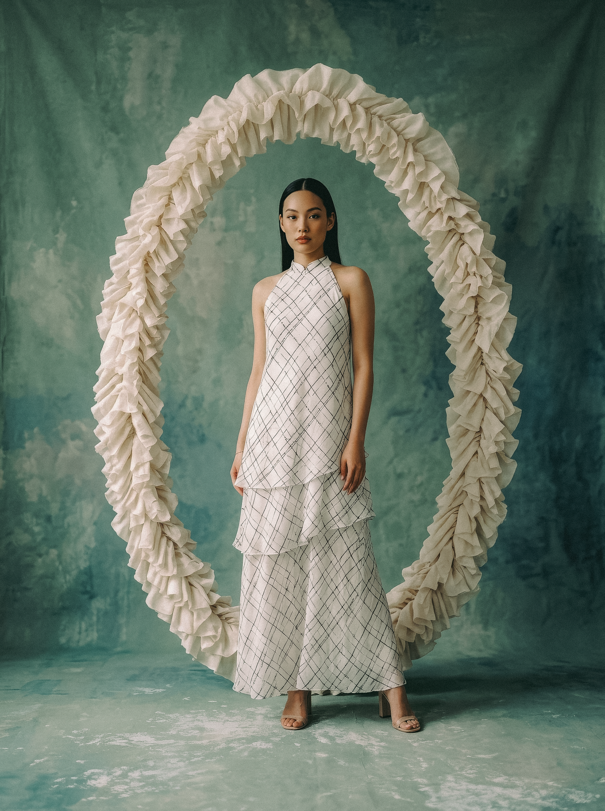 Cascading Halter Cheongsam
