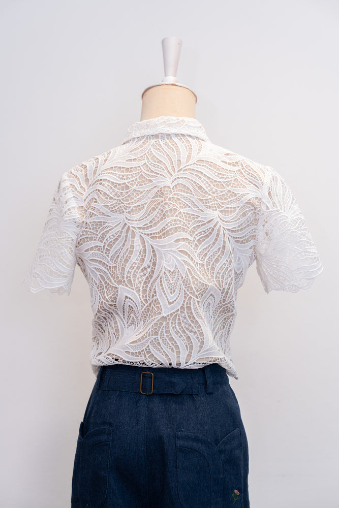 Bianca Lace Crop Top - Leaves