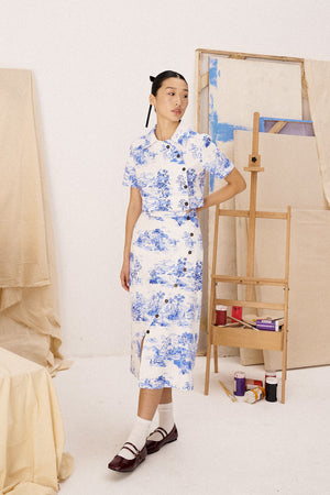 Elodie Skirt Set - Cobalt Toile (Pre-order)