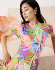 Theia Tie Shift Cheongsam - Abstract Multi Colour
