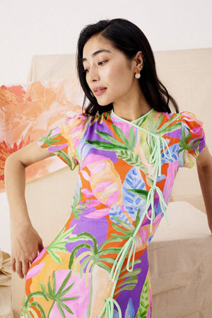 Theia Tie Shift Cheongsam - Abstract Multi Colour