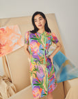 Theia Tie Shift Cheongsam - Abstract Multi Colour