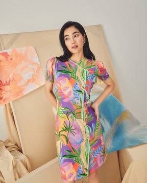 Theia Tie Shift Cheongsam - Abstract Multi Colour