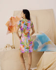 Theia Tie Shift Cheongsam - Abstract Multi Colour