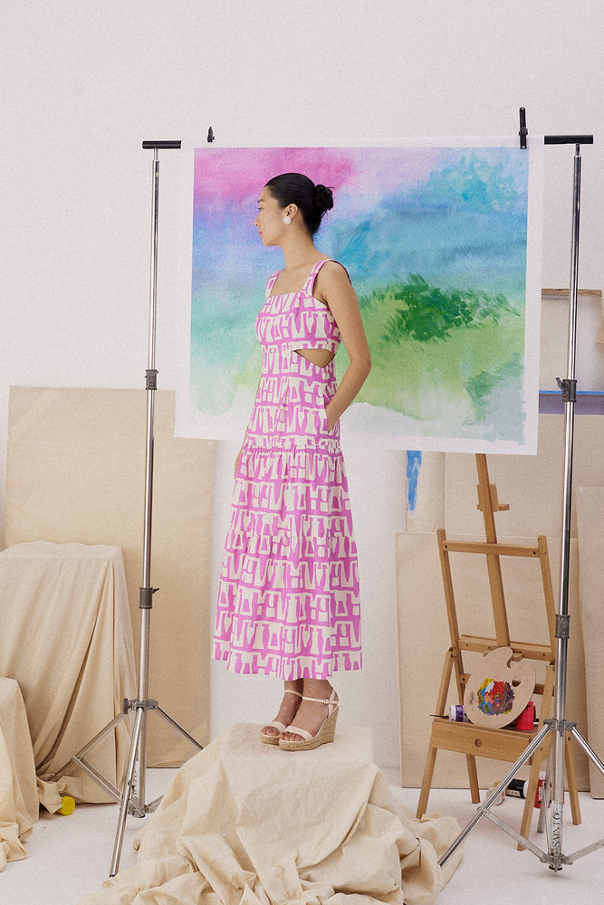 Marion Maxi Sundress - Pink / Black ( Pre-order )