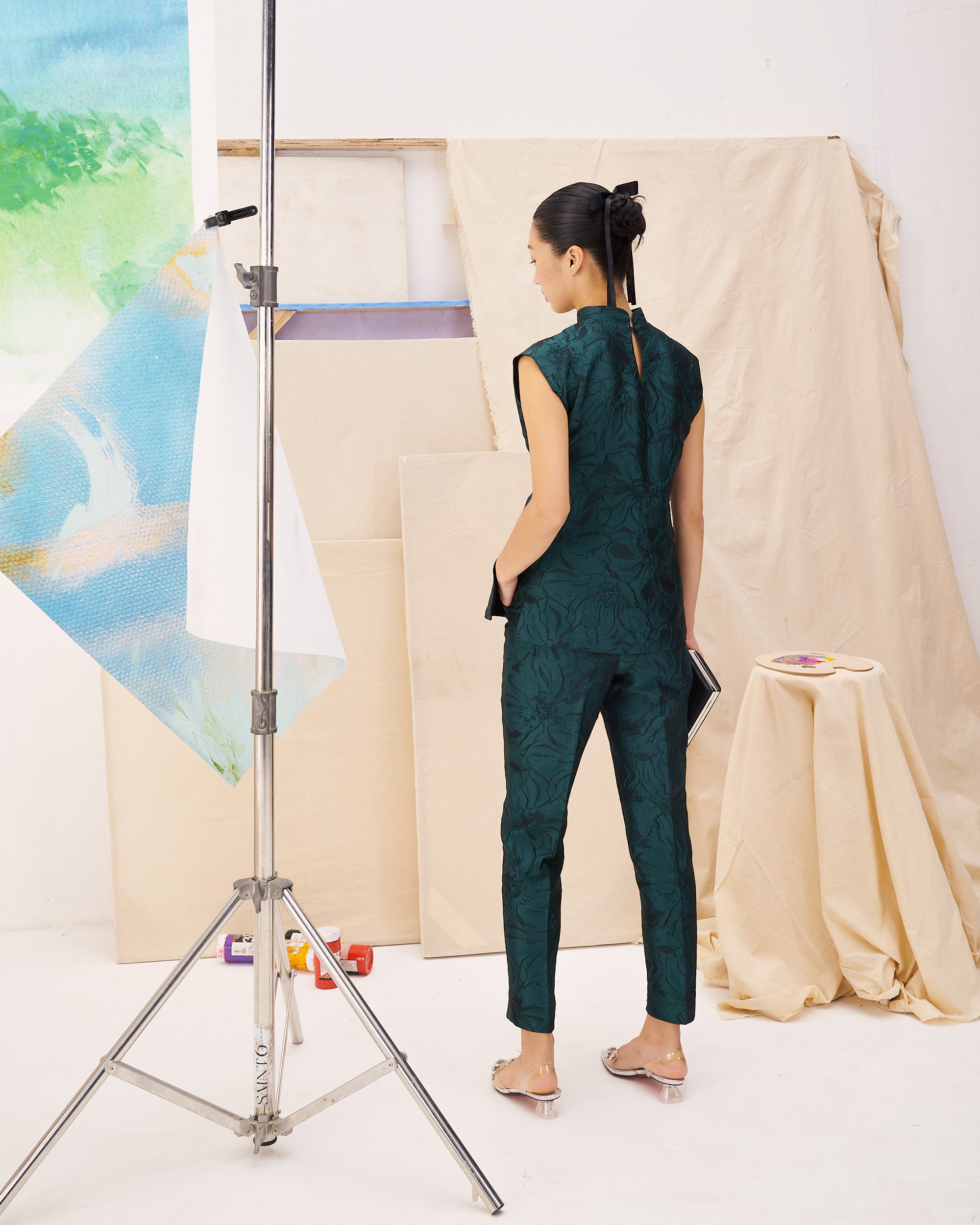 Electra Jacquard Pants Set - Sapphire/Emerald (BACKORDER)