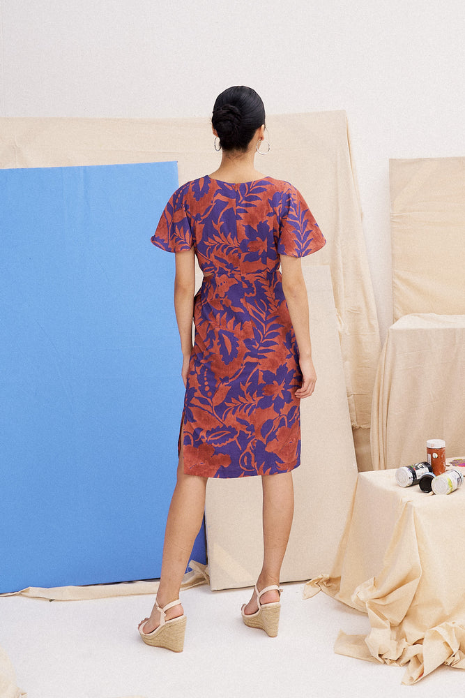 Rory Tie-Front Dress - Rust Batik