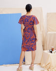 Rory Tie-Front Dress - Rust Batik