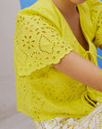 Nadine Eyelet Top - Yellow Lace
