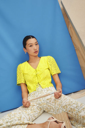 Nadine Eyelet Top - Yellow Lace (Pre-order)