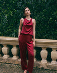 Jess Cupro Jumpsuit - Garnet / Royal Purple / Black