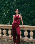 Jess Cupro Jumpsuit - Garnet / Royal Purple / Black
