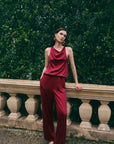 Jess Cupro Jumpsuit - Garnet / Royal Purple / Black