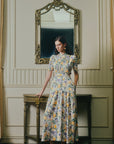 Gigi Pleated Maxi Cheongsam - White Floral