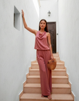 Jess Cupro Jumpsuit - Rose Pink / Black / Sage / Olive Green