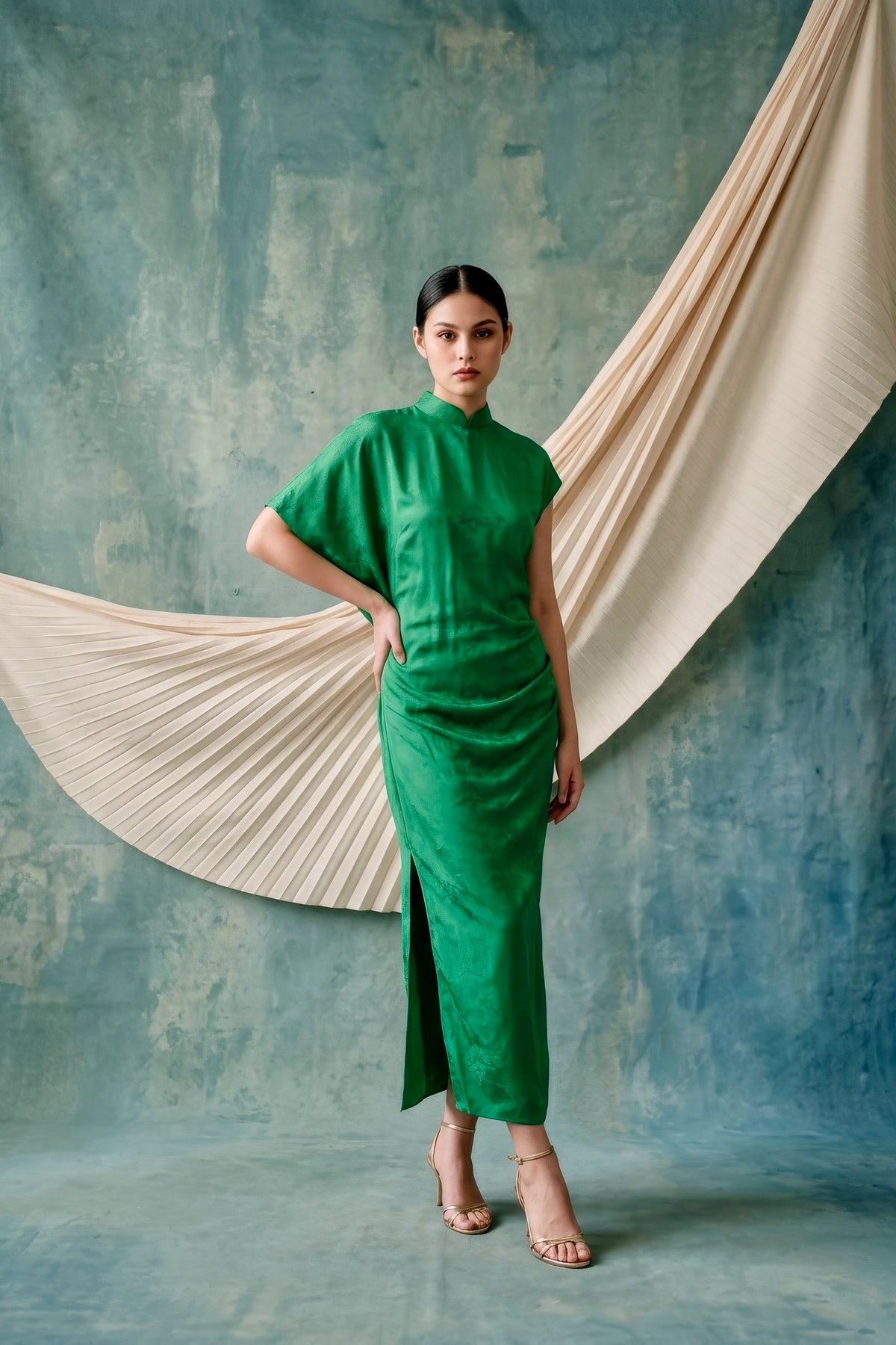 Renegade Cheongsam - Cobalt / Emerald