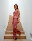 Jess Cupro Jumpsuit - Rose Pink / Black / Sage / Olive Green