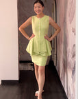 Ellen Peplum Skirt Set - Blush Gingham / Green Floral