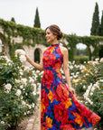 Delphine Halter Cheongsam -Sunset Blooms