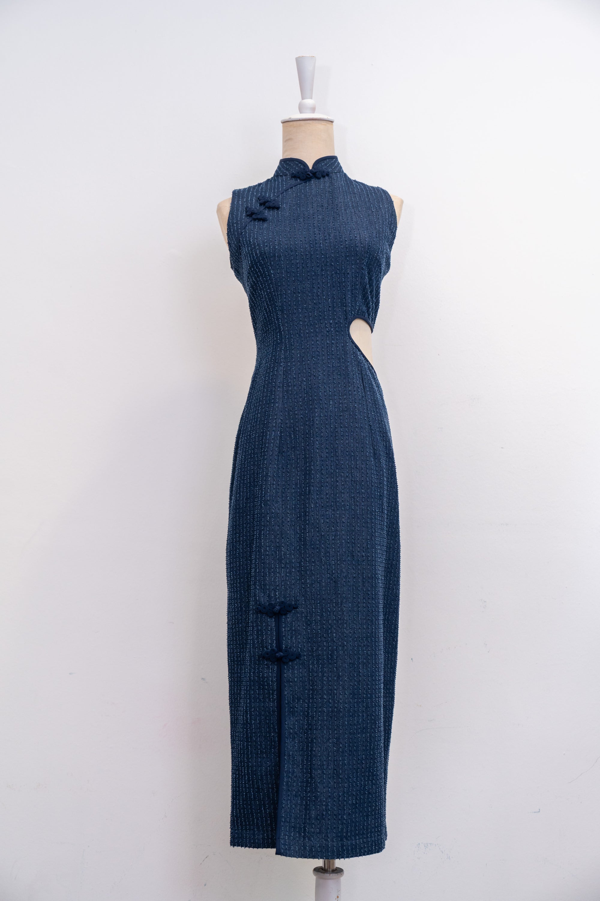 Isla Denim Cut-Out Cheongsam