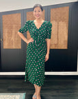 Becca Ruched Dress - Emerald Tulips