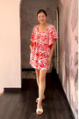 Carmela Flutter Sleeves Dress - Coral Delight
