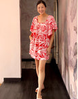 Carmela Flutter Sleeves Dress - Coral Delight