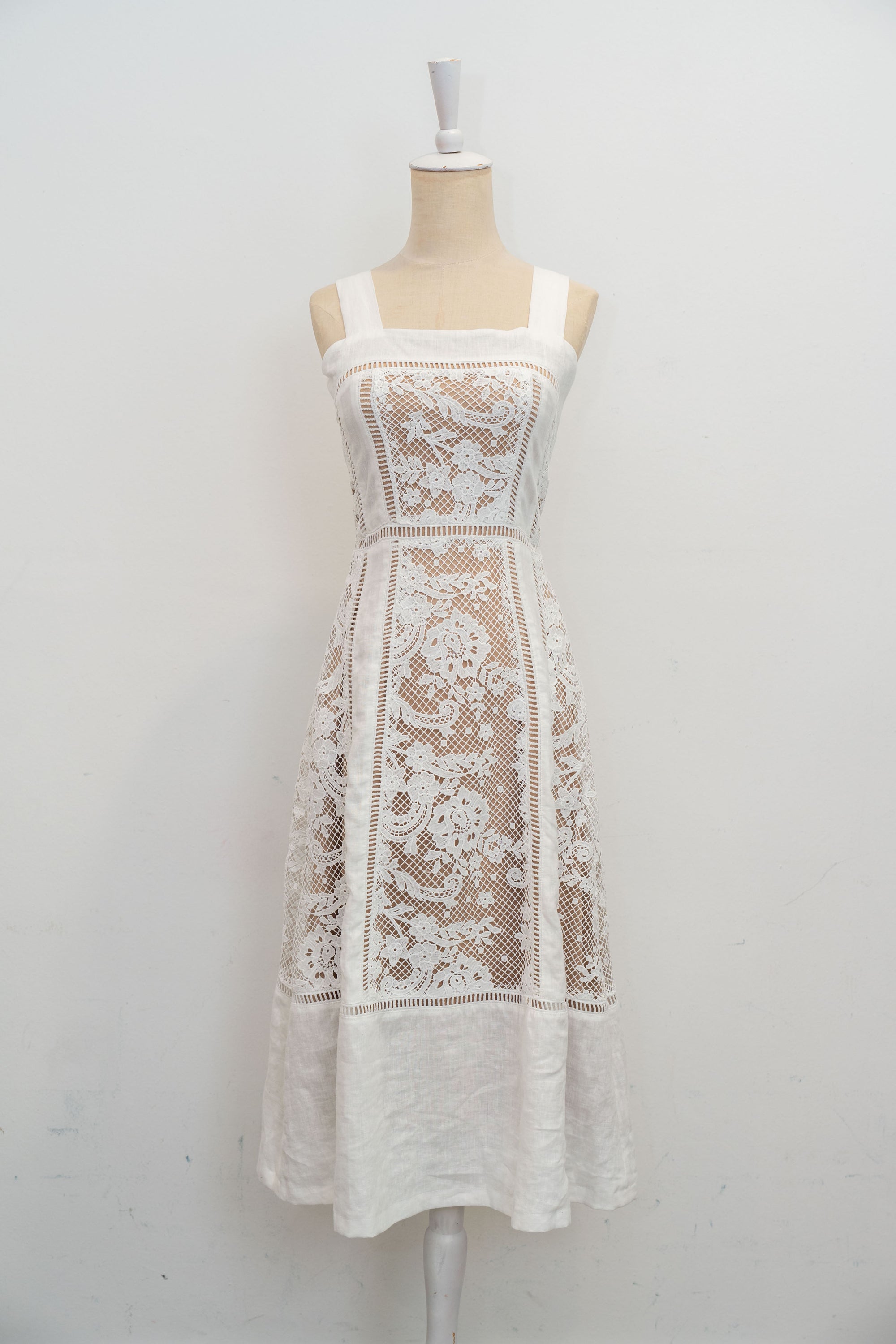 Adele Lace Dress - White / Navy